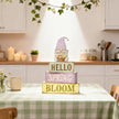 Spring Decoration Wooden Tiered Tray Decor – Rustic Hello Spring Bloom Gnome Stacked Block Sign with Flower Basket Topper – Farmhouse Tabletop Spring Decor for Living Room Shelf Kitchen Coffee Bar Seasonal Home Display
