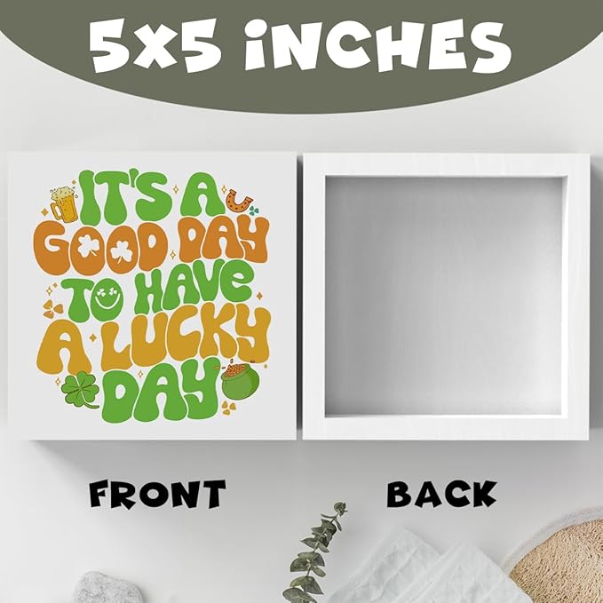 It's A Good Day to Have A Lucky Day Funny St Patricks Day Shamrock Decor Desk Decor Wooden Box Sign St Patricks Day Decorations Irish Blessing Wood Block Plaque Box Sign for Home Decoration