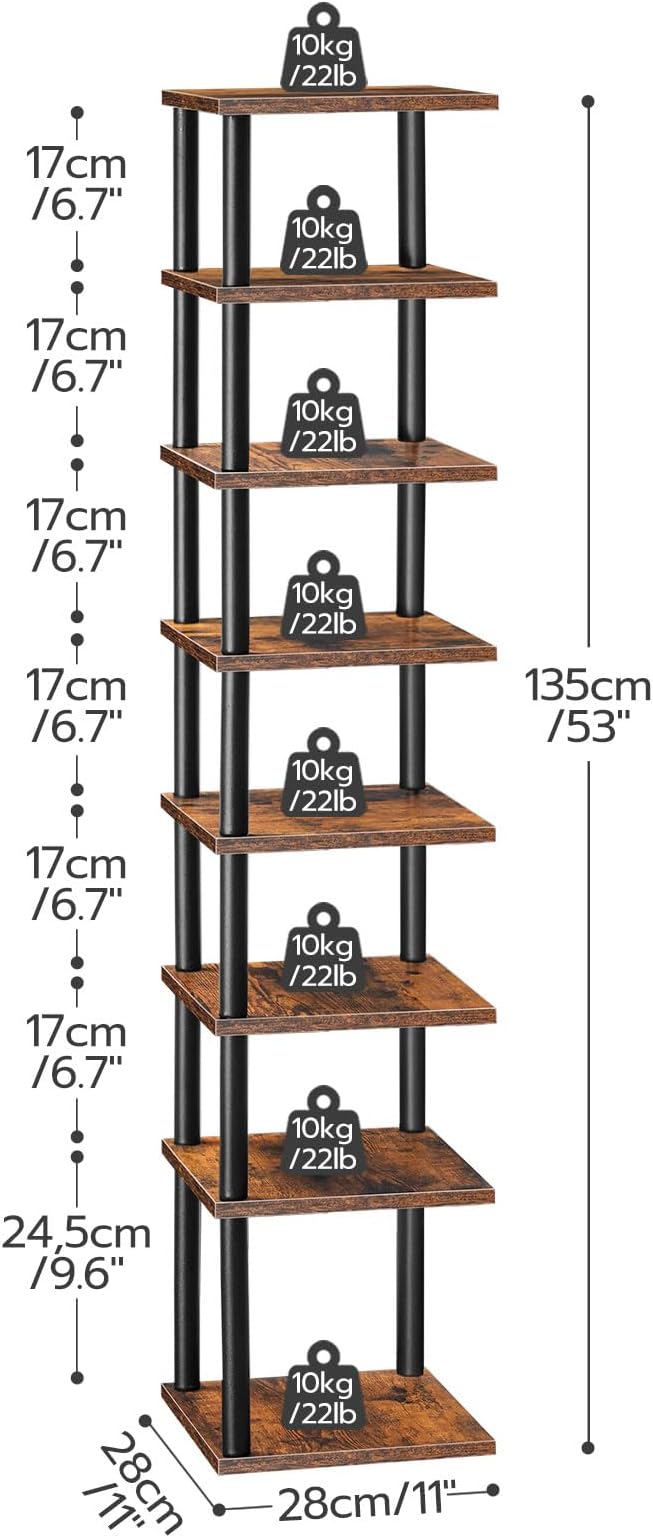 HOOBRO Vertical Shoe Rack, 8-Tier Narrow Shoe Shelf, Shoe Storage Organizer for Small Space, 11