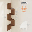 HOOBRO Corner Shelf Wall-Mounted, Set of 2 Floating Corner Shelves for Wall, 4-Tier Corner Bookshelves for Living Room, Bedroom, Bathroom, Home Office, Walnut WL25BJP201