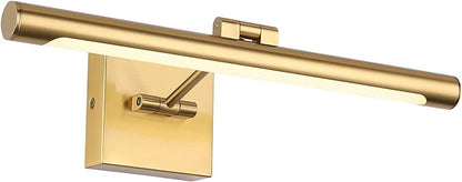 LED Picture Light Fixtures 16.54 Inches, Modern Metal Artwork Wall Lamps with Single Swing Arm, 7W (50W Eqv.), Hardwired Connection, Non-Dimmable, 3000K Warm White, CRI80+, Golden-Like Brass Finish