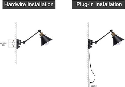 TRLIFE Dimmable Wall Sconce with Remote Control, Plug in Wall Sconces Dimming 10%-100% and Adjustable Color Temperature 2700K-6000K, Swing Arm Wall Lights with Plug in Cord, UL Listed(2 Pack, 2 Bulbs)