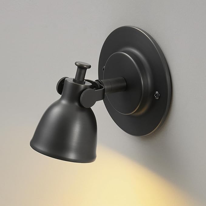 Black Small Wall Sconce Hardwired Single - Brass Matte Dimmable Indoor Bell Light Fixture for Bathroom Vanity Bedroom Bedside Reading Hallway Living Room Kitchen Gallery Hall Picture Lamp