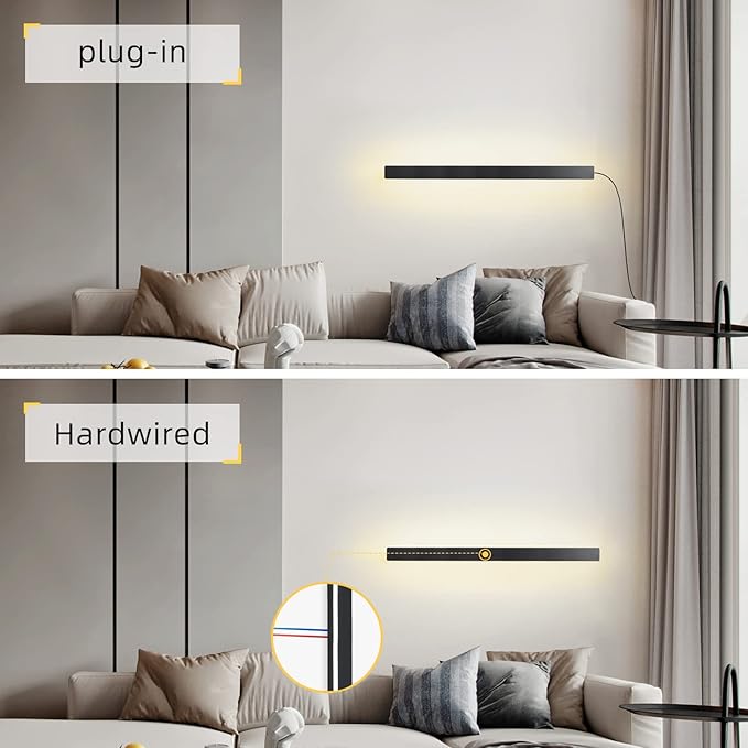 Modern Plug in Long Wall Sconce, 39