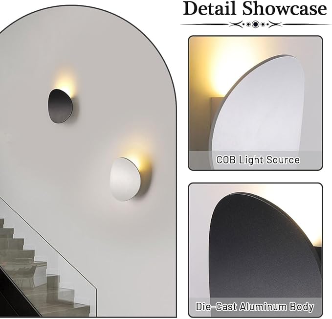 LED Wall Sconce Indoor Modern Lighting Minimalist Hardwired Wall Mount Light Arc Stairwell Lighting for Living Room Bedroom Hallway Corridor Conservatory Warm White 3000K
