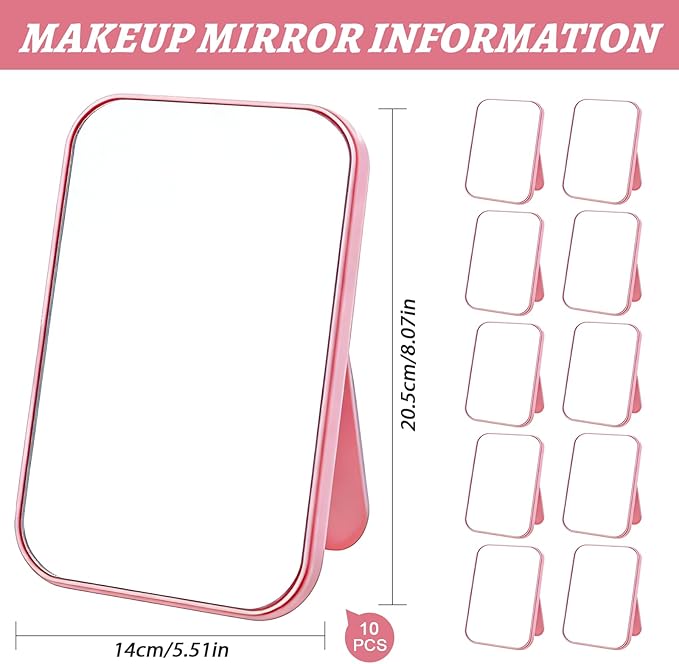 10 Pcs Spa Party Mirrors Sleepover Party Supplies for Girls Slumber Parties Supplies Pink Makeup Mirror Bulk for Sleepover Slumber Birthday Favors Gift (Pink)