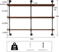 3-Tier Industrial Pipe Floating Shelf – Rustic 60 inch Wood Wall-Mounted Storage Shelf for Kitchen Office,Bathroom & Home Decor -Walnut