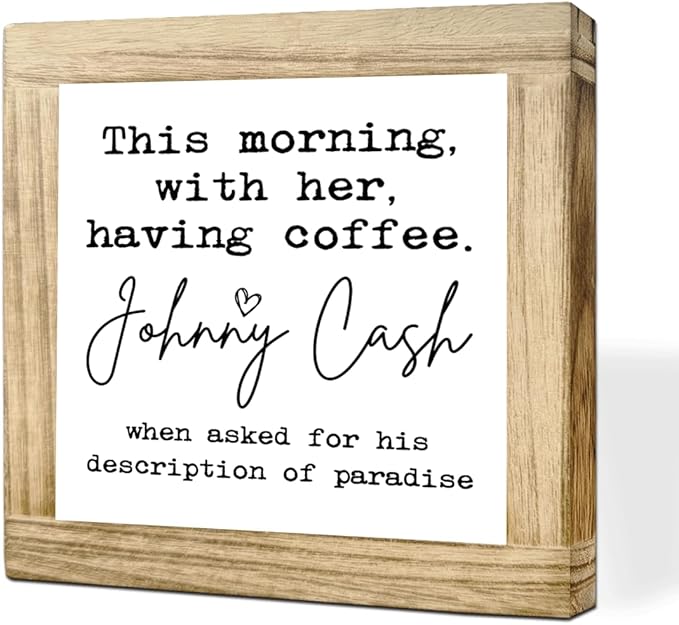 Wooden Coffees Sign This Morning With Her Having Coffee Rustic Style Coffees Quote Cafe Wall Art Ideal Coffee Lover Gift For Home Office Kitchen Bar Decor Square Farmhouse Style Wood Sign 5.9x5.9 Inch