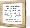 Wooden Coffees Sign This Morning With Her Having Coffee Rustic Style Coffees Quote Cafe Wall Art Ideal Coffee Lover Gift For Home Office Kitchen Bar Decor Square Farmhouse Style Wood Sign 5.9x5.9 Inch