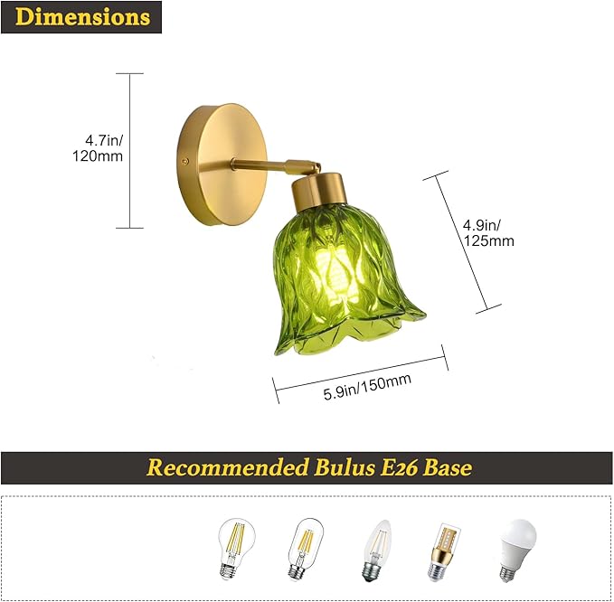 Wall Sconces Vintage Fixture Light, Vanity Lights for Bathroom, Modern Wall Light Fixtures, Metal Sconces Wall Lighting with Glass Shade, Farmhouse Wall Lamp for Bedroom Living Room