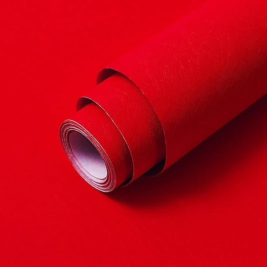 Abyssaly Red Silk Embossed Peel and Stick Wallpaper - Removable Self Adhesive Red Contact Paper - Waterproof Kitchen Vinyl Wrap Cabinet Furniture Textured Renter Friendly Wall Gift Paper 15.7" x 118"