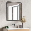 Black Bathroom Mirror 36X36 Inch, Black Metal Framed Mirror for Wall, Rounded Rectangle Matte Bathroom Vanity Mirror with Tempered Glass, Anti-Rust, Horizontal/Vertical