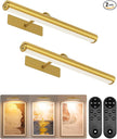 EZVALO Picture Light for Wall, 13in Wireless Rechargeable 4000mAh LED Art Light with Remote, Dimmable 3 Color Temps, Battery Operated Wall Light for Living Room, Bedroom, Gallery (Gold, 2 Pack Set)