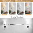 20 inch Battery Operated Wall Sconces Set of 2, Wireless Wall Lights with Rechargeable Bulbs & Remote, 15 Colors & Dimmable, Battery Powered Wall Lights for Bedroom, Living Room, Hallway, Black