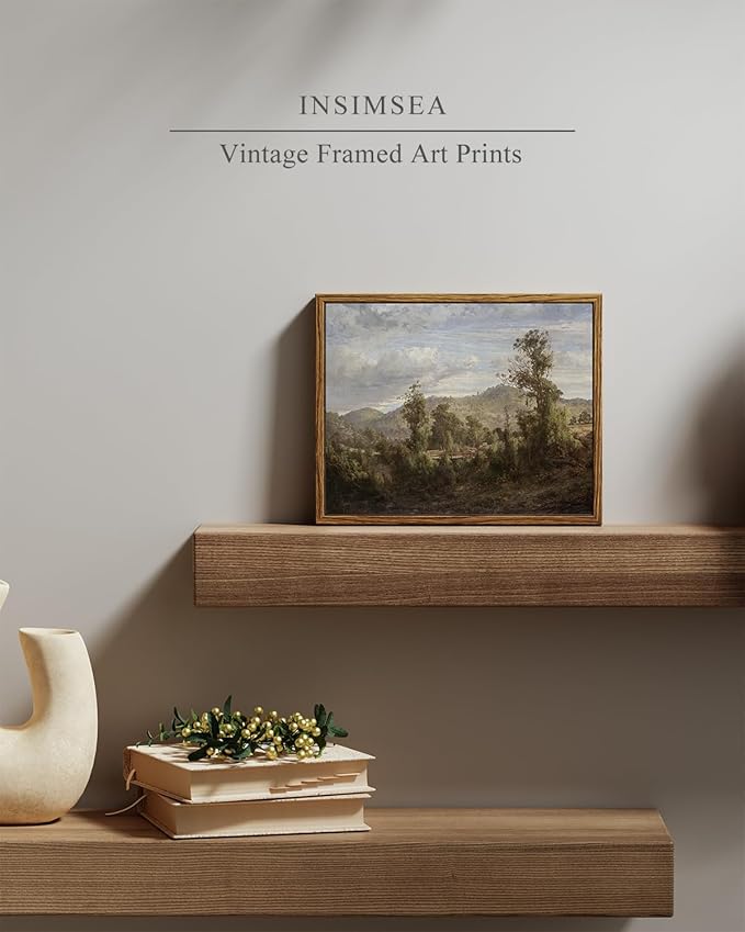 InSimSea Framed Canvas Wall Art Vintage Decor, Home Decor Vintage Landscape Oil Painting Canvas Wall Art Decorations for Living Room Kitchen Office Farmhouse Bathroom Decor, 8