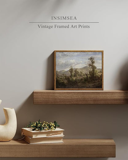 InSimSea Framed Canvas Wall Art Vintage Decor, Home Decor Vintage Landscape Oil Painting Canvas Wall Art Decorations for Living Room Kitchen Office Farmhouse Bathroom Decor, 8"x10"