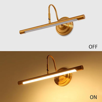 Curator-Grade Picture Light｜14" Solid Brass Anti-Glare｜95CRI True-Color｜90° Precision Lighting｜3000K Warm for Oil Paintings & Reliefs