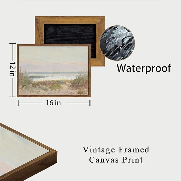 OIQArtOIQ Vintage Landscape Canvas Wall Art Framed Natural Scenery Painting Artwork Prints France Country Wilderness Farmhouse Decor Pictures Kitchen Bedroom Living Room Bathroom