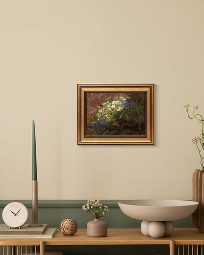 HUARCEY Gold Framed Vintage Wall Art for Living Room, Bathroom Shelf Wildflowers Prints Decor Aesthetic Classical Floral Paintings Farmhouse Wall Decor, Retro Table Desk Decoration for Bedroom 8"x10"