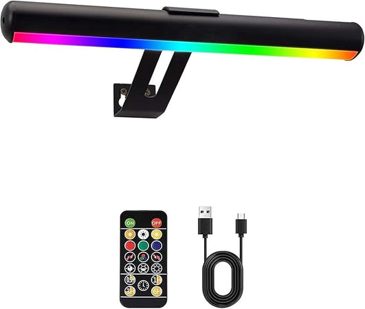 Picture Light Battery Operated, Picture Lights for Wall, Wireless Picture Light for Paintings, 48 LED, 16 Color Changing, Dartboard Light with 2 Base for Art-Black