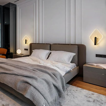 Acrylic Wall Lamp Modern Bedroom Bedside Lamp Minimalist Corridor Aisle Stair Light Study Living Room Background Wall Sconces Indoor Decoration (Diamond)