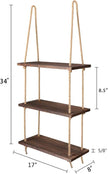 Mkono Hanging Shelves 3 Tier Rustic Wood Floating Wall Shelves Photo Plant Display Hanging Storage Shelf Home Decor for College Dorm Room Decor Bathroom Living Room Bedroom Apartment