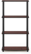 Furinno Turn-N-Tube 4-Tier Multipurpose Shelf Display Rack, Round Tubes, Dark Cherry/Black