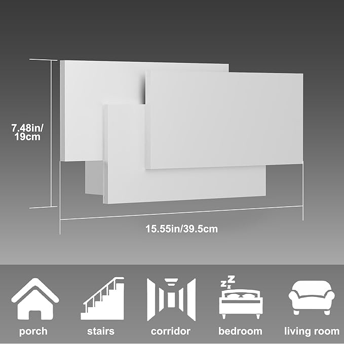Ralbay 36W LED Modern Wall Sconce Matte White Aluminum Minimalist Indoor Wall Lamp for Bedroom & Hallway, 2700-3000K Warm White, Hardwired Non-Dimmable