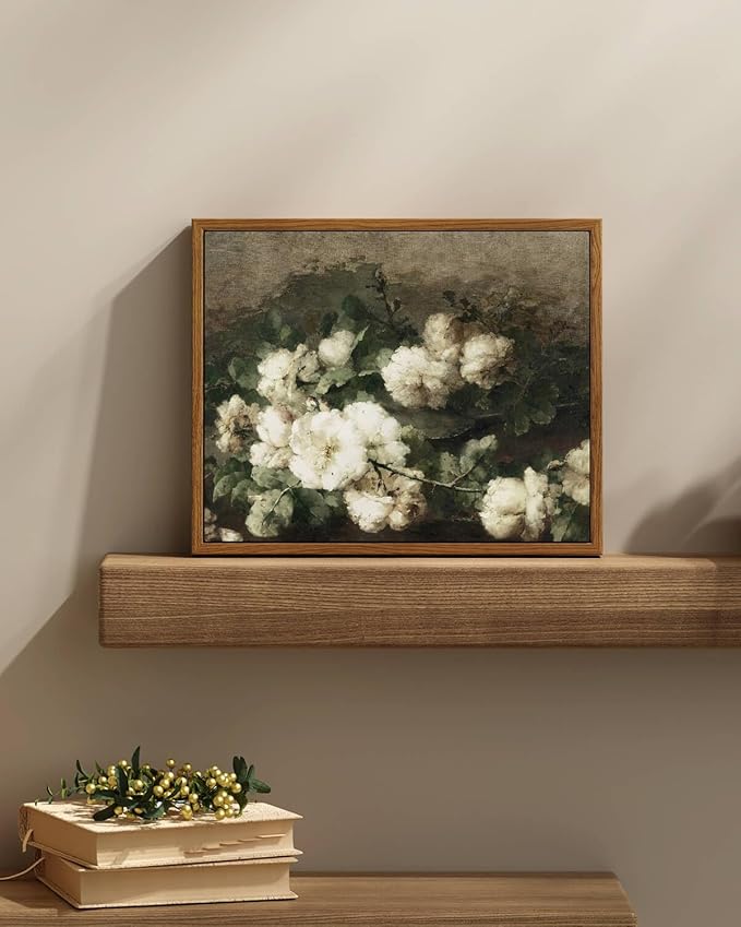 InSimSea Framed Canvas Wall Art Vintage Decor, Flower Prints Room Wall Decor, Botanical Prints Wall Art for Living Room Decorations, Rustic Artwork for Bathroom Bedroom, 9