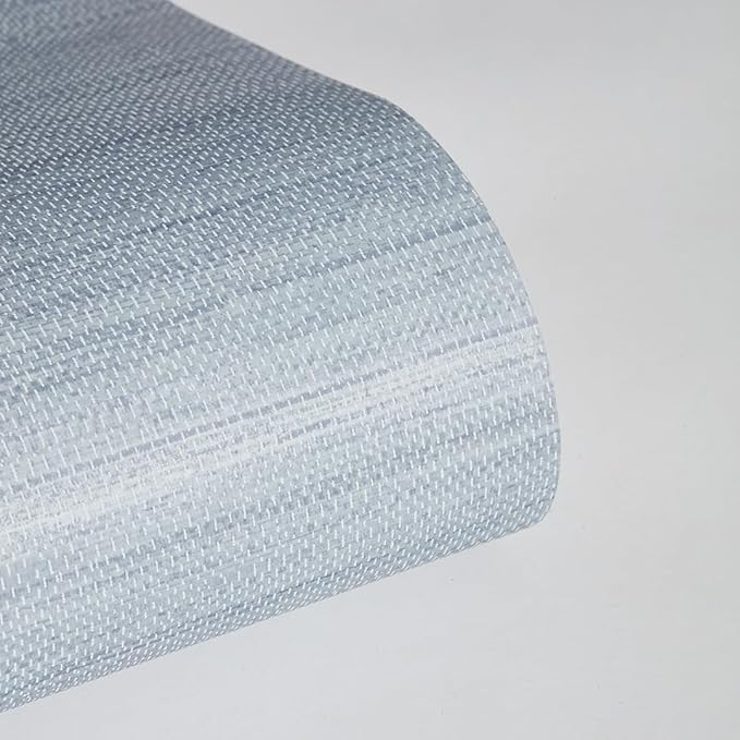 Tempaper Textured Powder Blue Horizontal Faux Grasscloth Removable Peel and Stick Wallpaper, 20.5 in X 16.5 ft, Made in The USA