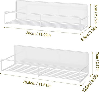 4 Pack Magnetic Spice Rack Organizer, Space Saver for Refrigerator and Microwave Oven, Metal Fridge Shelf, White