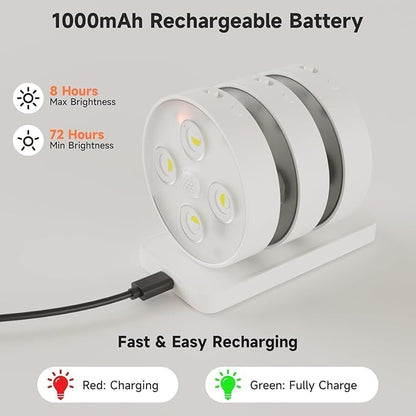 3 Pack Picture Lights for Wall Battery Operated, Motion Sensor Picture Light with Charging Base, Poster Lights with Remote Dimmable and Timer, Wall Lamps with 13 RGB for Art Display(White)