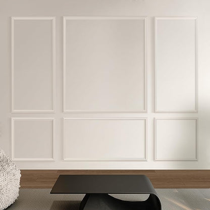 Pre-Cut Peel and Stick Wall Molding Kit Wainscoting Trim- Self Adhesive Premade Accent Panel Chair Rail for Interior Moulding Home Decor Accent Wall Set of 6 pcs - 3 Top 3 Bottom, Ready to Assemble