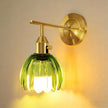 Vintage Gold Wall Sconces with Green Tulip Glass Lampshade, Hardwired and Wireless Wall Lamp (2 Usage Methods), Brass Sconces Hradwired Modern Wall Light Fixture for Bedroom Living Room