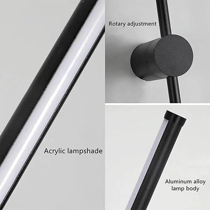 Minimalist Black LED Wall Light - 3-Color Adjustable Sconce for Bedroom & Living Room - 350° Rotatable Aluminium Design (100cm)(Black,80cm)