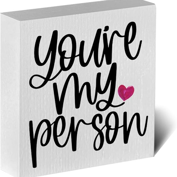 Friendship Quote Artwork Wood Box Sign Rustic Farmhouse Style You Are My Person Wood Block Plaque 5 X 5 Inches Home Desk Sign Decor for Presents