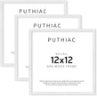puthiac 12x12 Solid Oak Wood Picture Frame, Fits 8x8 with Mat or 12x12 Without Mat, Wall Display Only, Plexi Front, 3 Pack, White