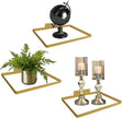 Cityelf Floating Shelves Wall Mounted Wall Decor Iron Glass Hanging Shelf Home Decor Set of 3 Display Ledge Shelves for Living Room Bedroom Office-Gold