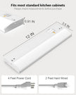 12 Inch LED Under Cabinet Light, Plug in Kitchen Lighting, 3CCT Selectable (3000K/4000K/5000K), CRI94 High Color Accuracy, Linkable, Slim Design, Matte White