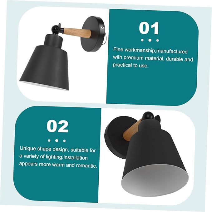 Garneck Chic Modern Wall Light Indoor Wall Lamp Simple Sconce for Bedroom Corridor Living Room Easy to Install Black Nordic Style Decorative Fixture