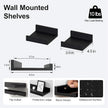 Small Black Floating Shelves for Wall Decor, Wall Mounted Wood Shelf for Bedroom, Living Room, Bathroom, Kitchen, Nursery, Mini Display Ledge Shelf with Lip Set of 2-4 Inches, Black