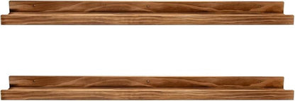 AZSKY 48 Inches Long Wood Photo Picture Ledge Shelf with Lip Floating Shelves for Nursery Books Set of 2 Rustic Wall Shelf for Kids Bedroom Office Bathroom Living Room Frames