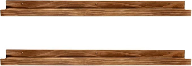 AZSKY 24" Floating Wall Ledge Shelf Wood Picutre Shelf Wall Mounted Nursery Kids Bookshelf Spice Rack Bathroom Storage Shelves Display Organizer Set of 2