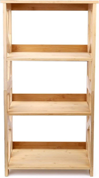Hedume Bookcase, 3-Tier Open Shelf Bookcase, Small Bamboo Bookshelf, Bamboo Natural Shelving, Book Organizer Storage Open Shelf Rack, Display Shelves for Bedroom, Living Room, Office, Bathroom