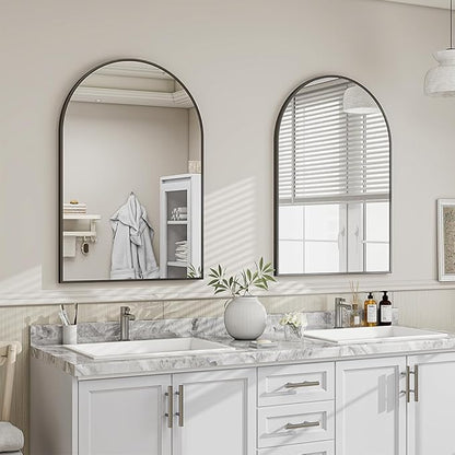 26x38 Arch Wall Mirror, Black Bathroom Mirrors for Over Sink, Metal Frame Wall Decor for Entryway, Bedroom, Living Room