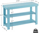 Apicizon Bamboo Shoe Rack for Entryway, 3-Tier Shoe Rack Bench for Front Indoor Entrance, Small Shoe Organizer with Storage, Blue