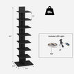 TUTOTAK Narrow Bookshelf, 8-Tier Bookcase with LED Lights, Spine Book Shelf for Small Space, Corner Standing Shelf for Living Room, Office, Study, Entryway, Black BS06BK008L