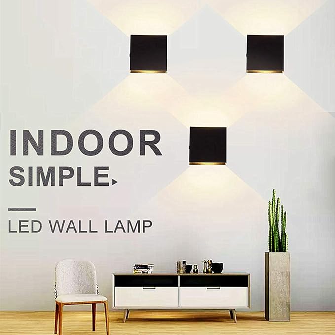 Lightess LED Wall Sconce Hardwired 10W, Set of 2 Modern Wall Lamp Black, Up Down Wall Mount Lights Mini Metal for Living Room Bedroom Hallway Decor, Warm White, O1185TP