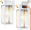 Dusk to Dawn Outdoor Light Fixtures Wall Mount, Outdoor Porch Lights with Outlet, Dusk to Dawn Outdoor Lighting for Doorway, Garage- White