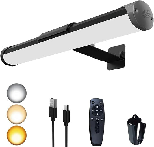 MIOBLUE Picture Light Battery Operated, 13.8in Wireless Art Light for Paintings, Dimmable 4400mAh Recharging Battery Display Light with Remote Control for Wall, Gallery Dartboard Art Bedroom